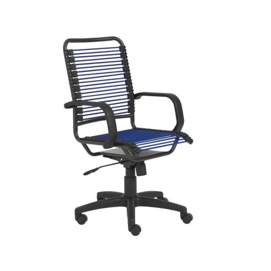 Bradley High Back Bungie Office Chair in Blue with Graphite Frame and Black Base - Image 2