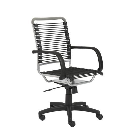 Bungie High Back Office Chair in Black with Aluminum Frame and Black Base - Image 2