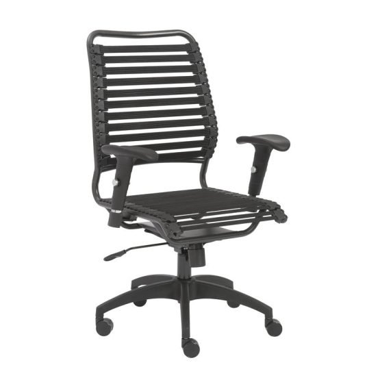 Baba Flat High Back Office Chair in Black with Graphite Black Frame and Black Base - Image 2