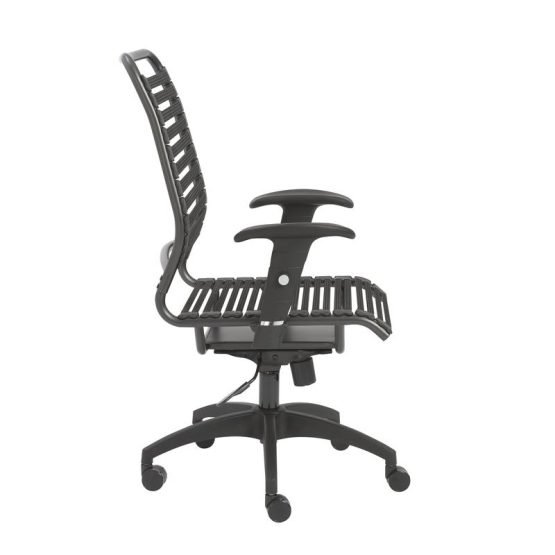 Baba Flat High Back Office Chair in Black with Graphite Black Frame and Black Base - Image 3