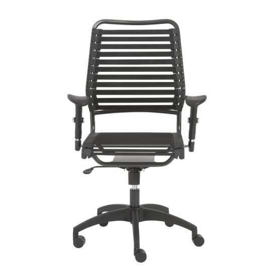 Baba Flat High Back Office Chair in Black with Graphite Black Frame and Black Base - Image 5