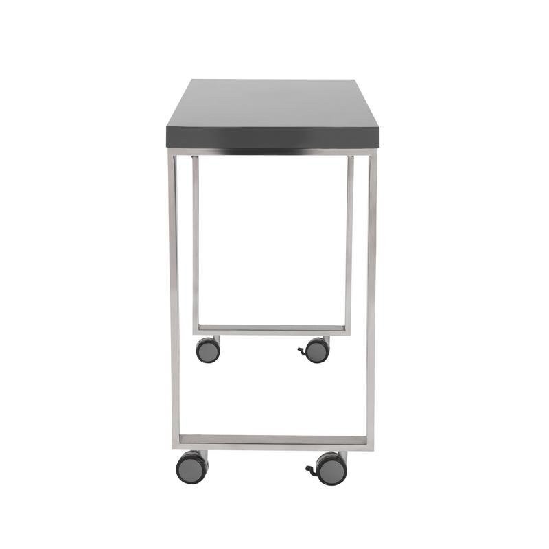 Dillon Side Return in High Gloss Gray and Polished Stainless Steel Base - Image 3