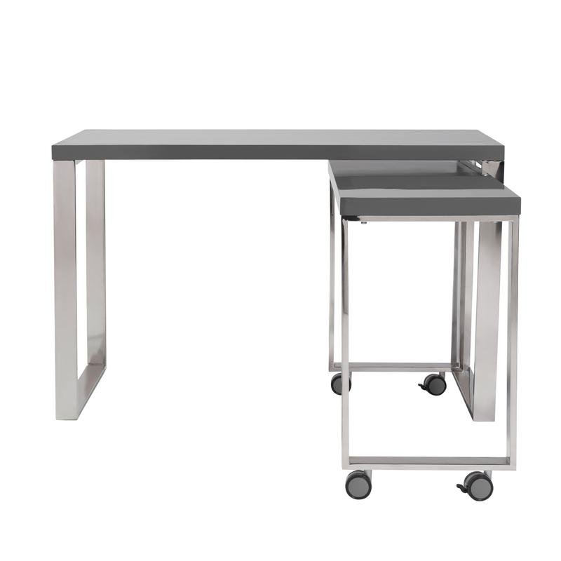 Dillon Side Return in High Gloss Gray and Polished Stainless Steel Base - Image 4