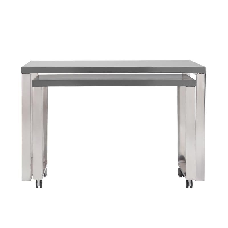 Dillon Side Return in High Gloss Gray and Polished Stainless Steel Base - Image 5