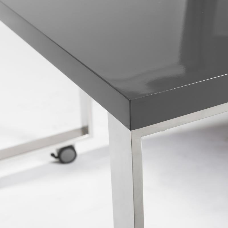 Dillon Side Return in High Gloss Gray and Polished Stainless Steel Base - Image 6