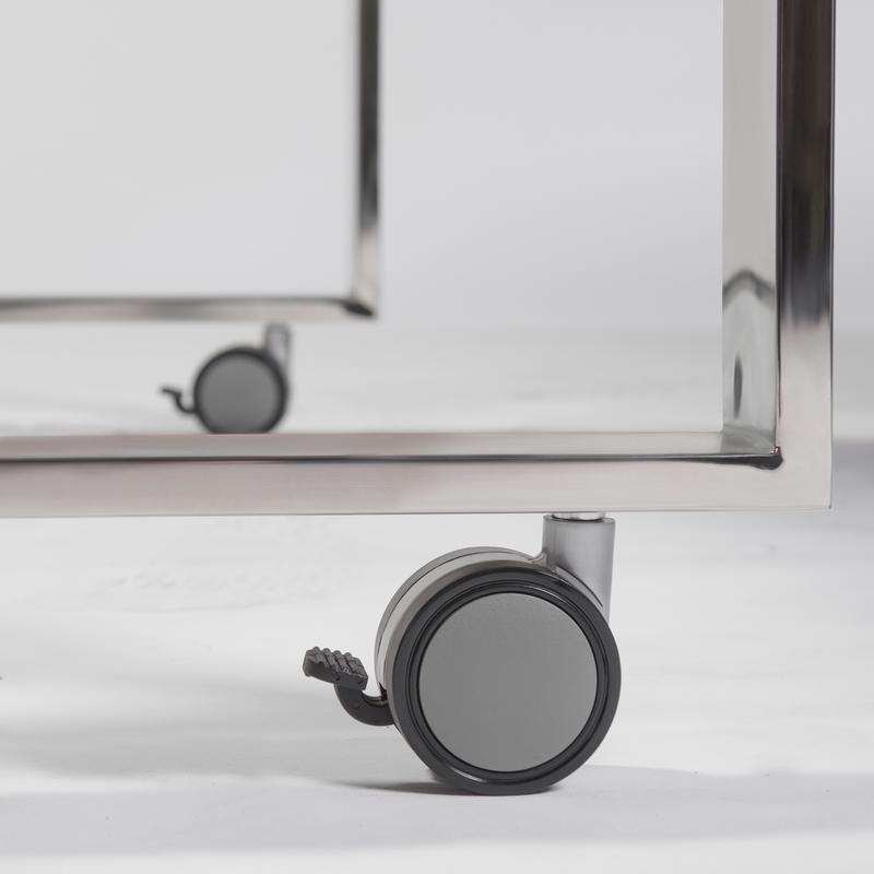 Dillon Side Return in High Gloss Gray and Polished Stainless Steel Base - Image 8