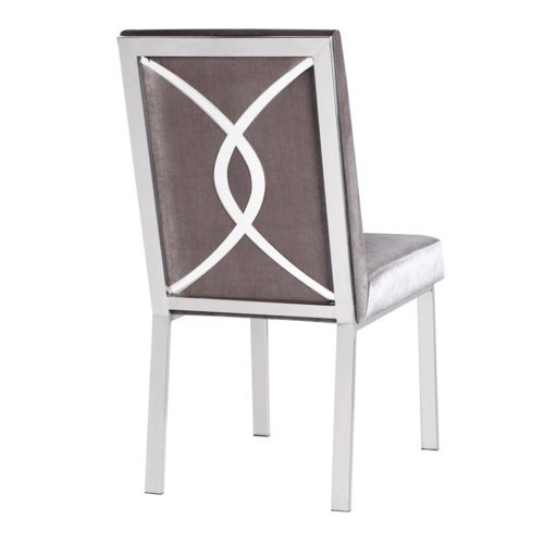 EMILIANO Dining Chair GY-DC-8121 E.Grey velvet with silver frame