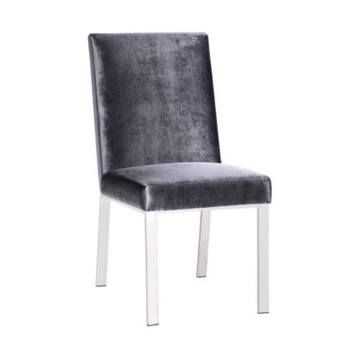 EMILIANO Dining Chair GY-DC-8121 E-charcoal velvet with silver frame
