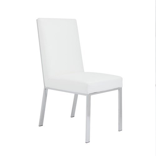 EMILIANO Dining Chair GY-DC-8121 White aspen PU with silver frame