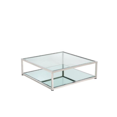 CASPIAN Coffee Table GY-CT-8206SQ Stainless Steel glass top with mirror base 120*120*40cm
