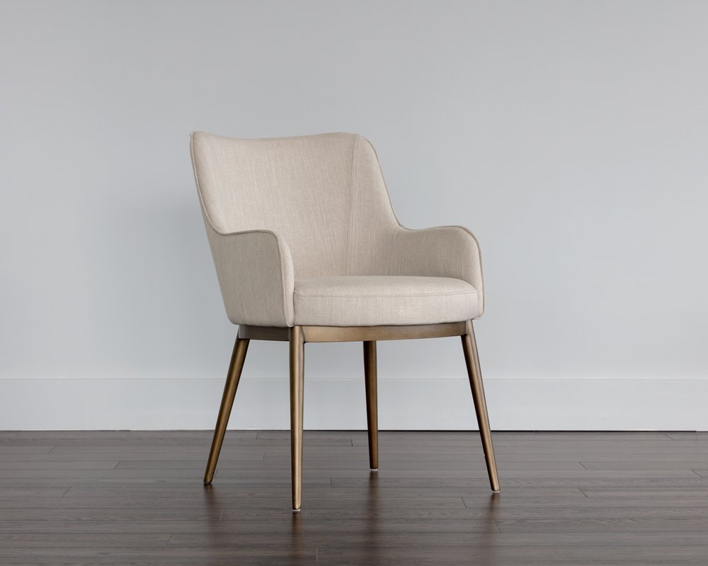 Franklin Dining Armchair Beige Linen - Image 2