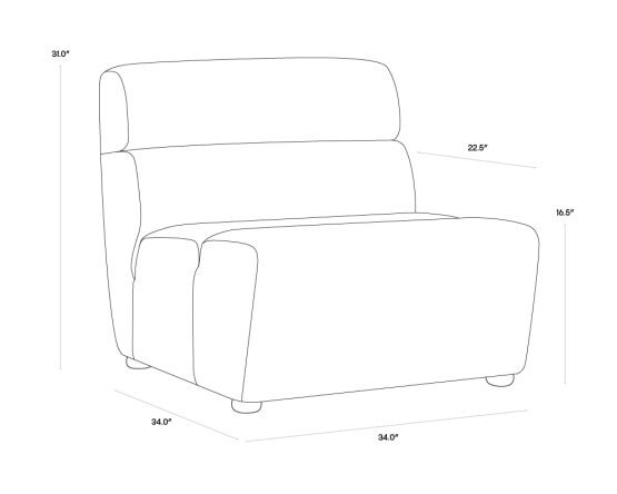 Cornell Modular Armless Chair Polo Club Kohl Grey - Image 5