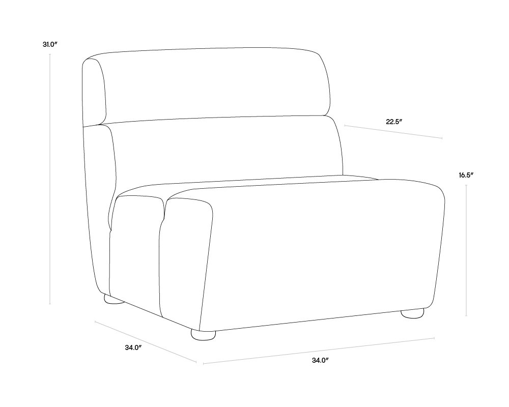 Cornell Modular Armless Chair Polo Club Stone - Image 5