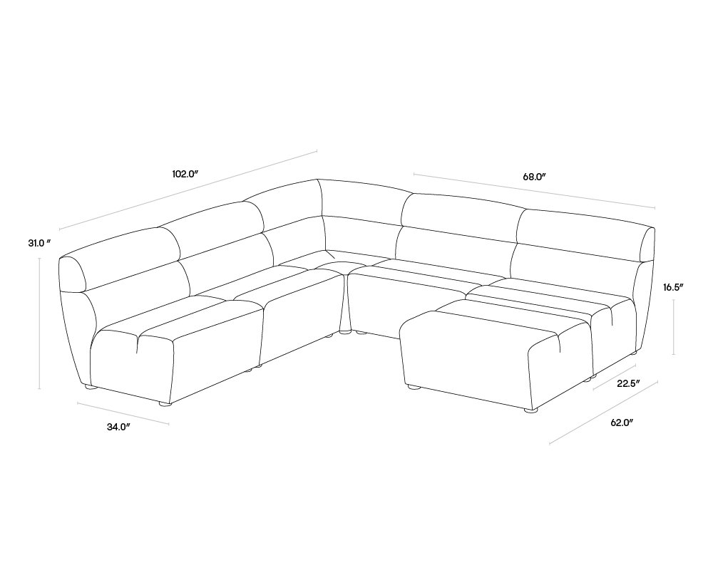 Cornell Modular Armless Chair Polo Club Stone - Image 6