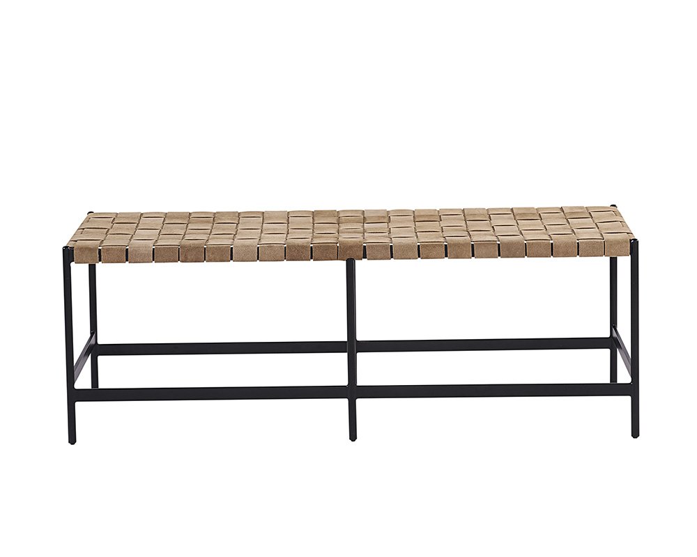 Omari Bench Sueded Light Tan Leather - Image 2
