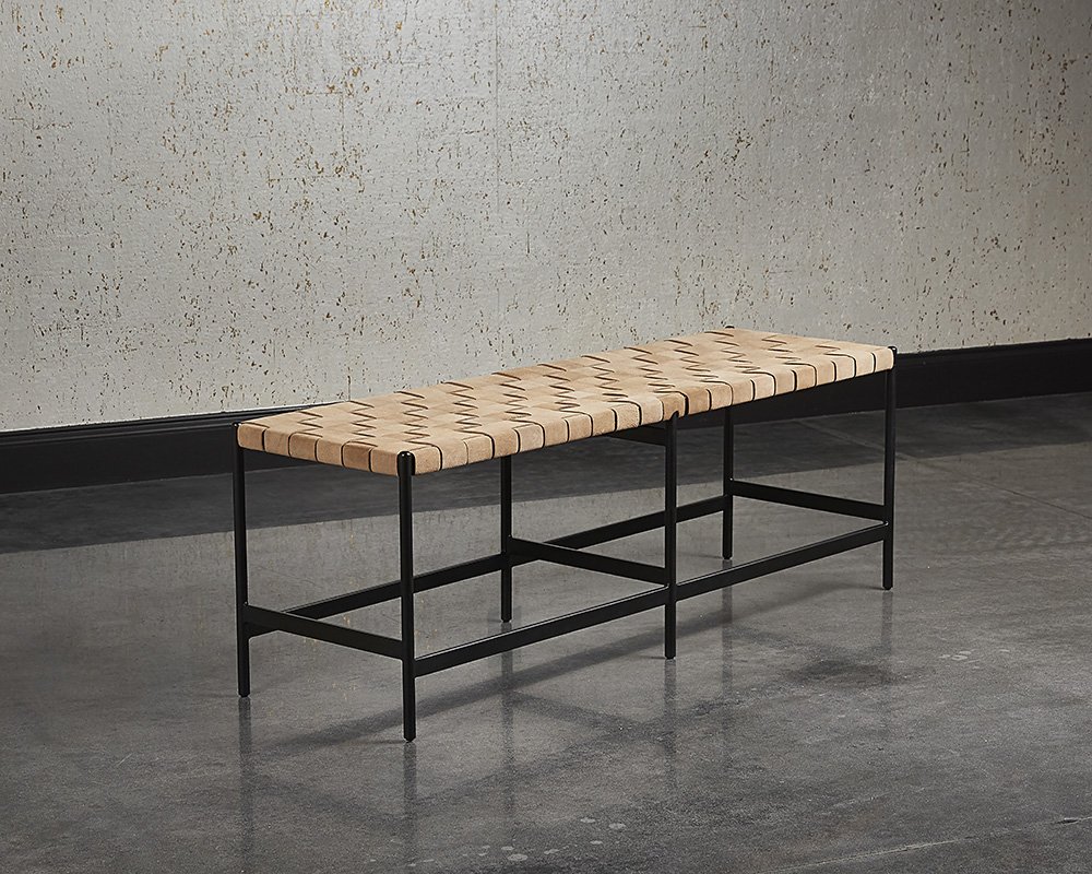 Omari Bench Sueded Light Tan Leather - Image 3