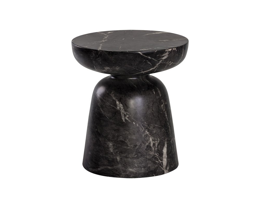 Lucida End Table - Marble Look Black Marble - Image 2