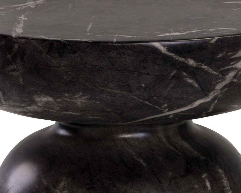 Lucida End Table - Marble Look Black Marble - Image 4