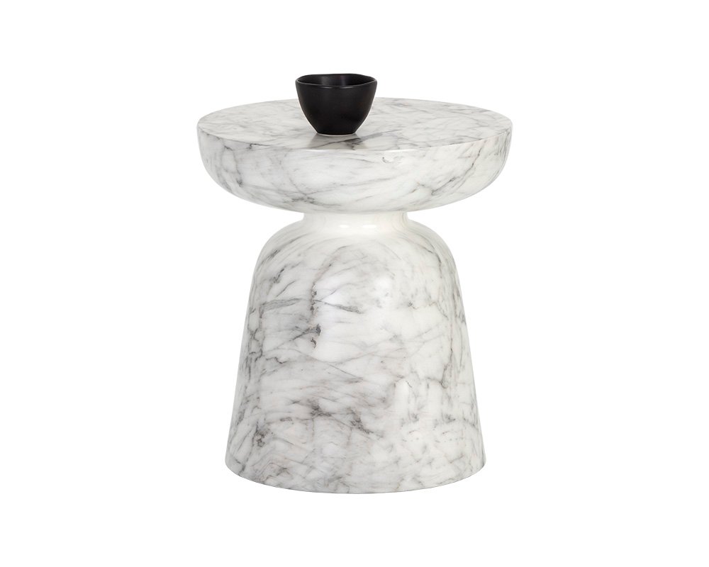 Lucida End Table - Marble Look White Marble Look