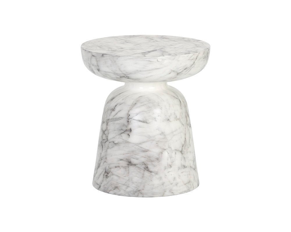 Lucida End Table - Marble Look White Marble Look - Image 3