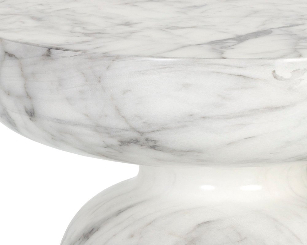 Lucida End Table - Marble Look White Marble Look - Image 5