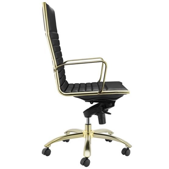 Dirk High Back Office Chair in Black with Matte Brushed Gold Base - Image 3