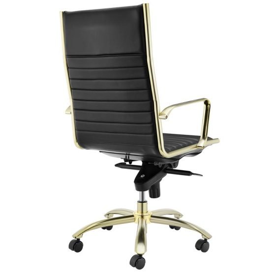 Dirk High Back Office Chair in Black with Matte Brushed Gold Base - Image 4