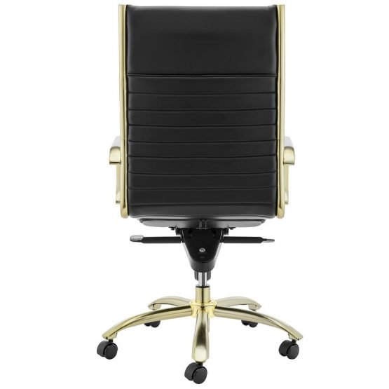 Dirk High Back Office Chair in Black with Matte Brushed Gold Base - Image 5