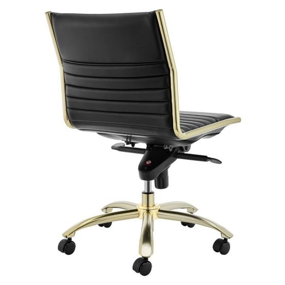 Dirk Low Back Office Chair w/o Armrests in Black with Matte Brushed Gold Base - Image 5