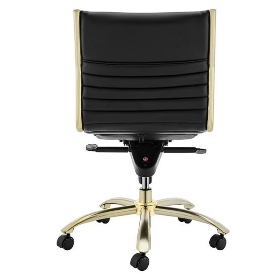 Dirk Low Back Office Chair w/o Armrests in Black with Matte Brushed Gold Base - Image 6
