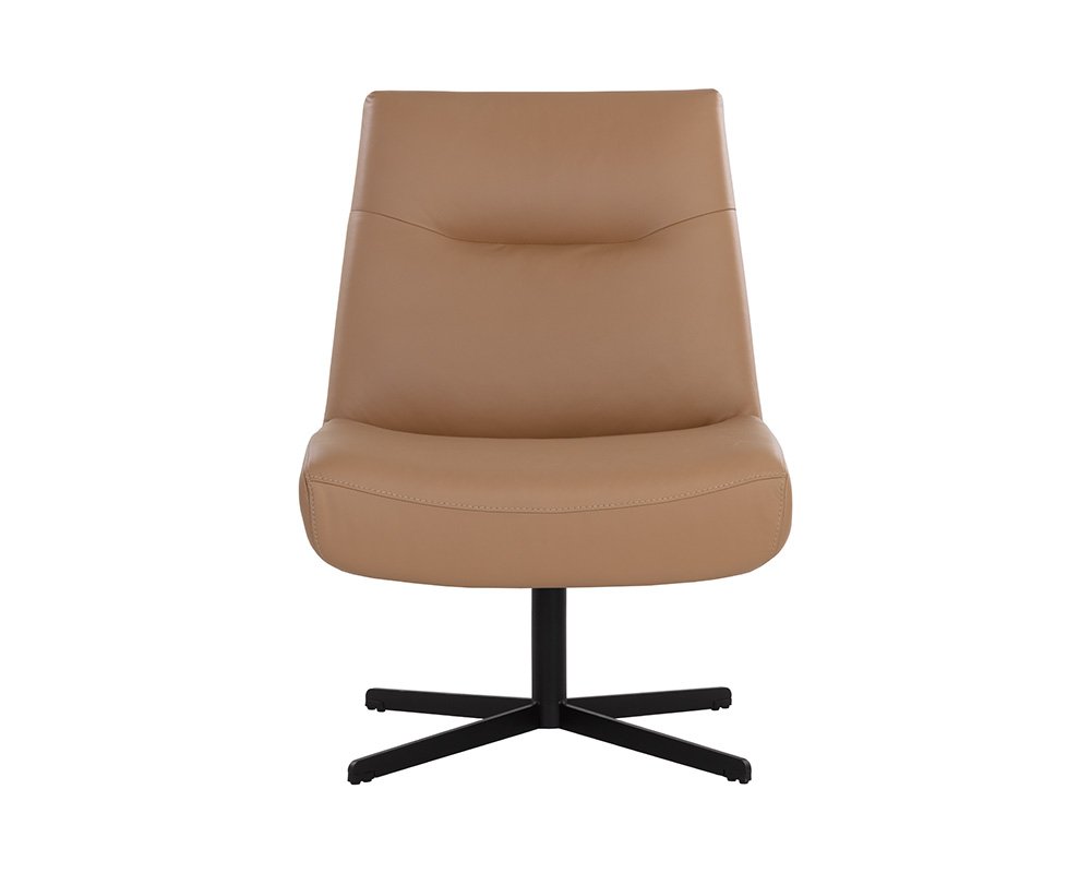 Karson Swivel Lounge Chair - Linea Wood Leather - Image 7