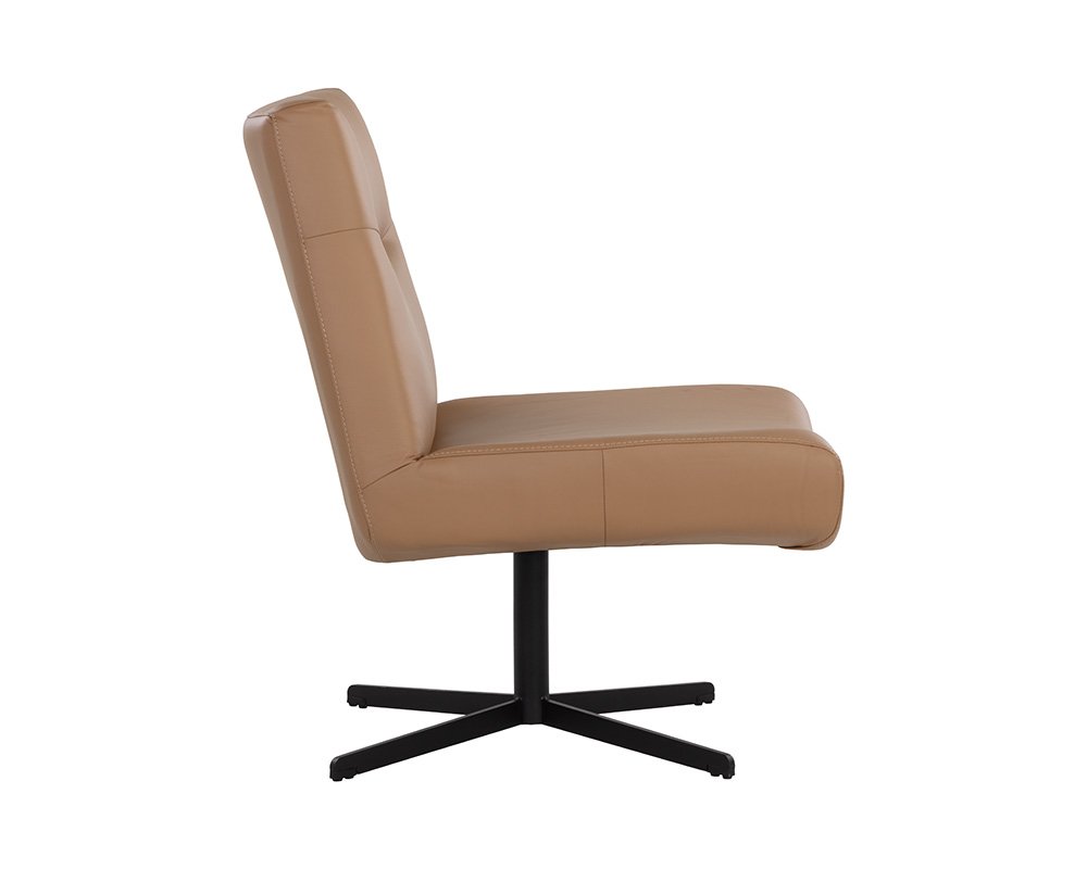 Karson Swivel Lounge Chair - Linea Wood Leather - Image 8