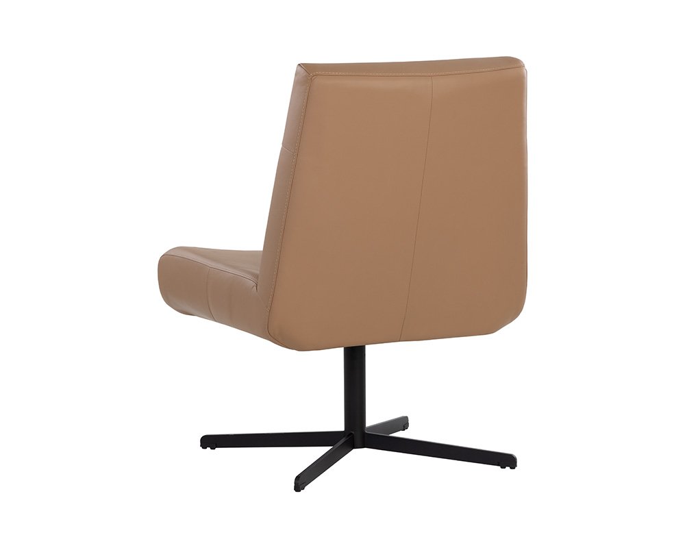 Karson Swivel Lounge Chair - Linea Wood Leather - Image 2