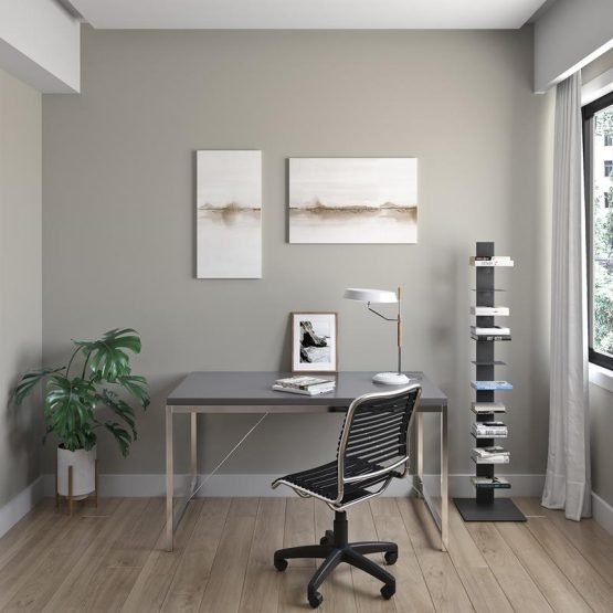Allison Bungie Flat Low Back Office Chair in Black with Aluminum Frame Finish and Black Base - Image 6