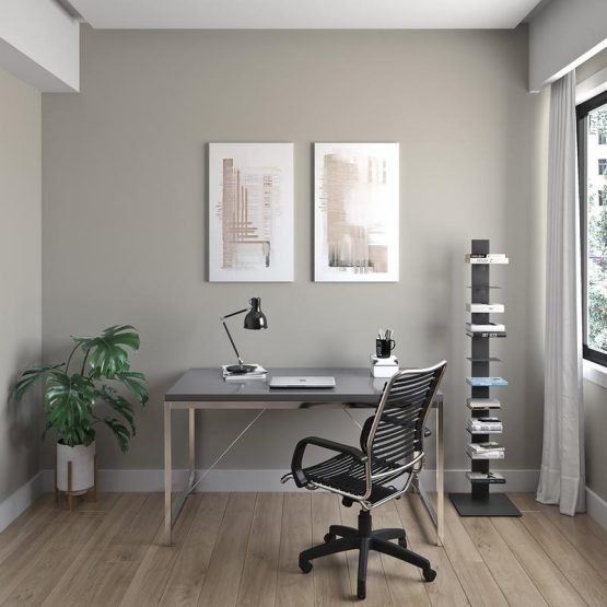 Allison Bungie Flat High Back Office Chair in Black with Aluminum Frame and Black Base - Image 6