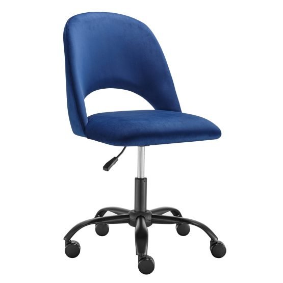 Alby Office Chair in Blue Velvet with Black Base - Image 3