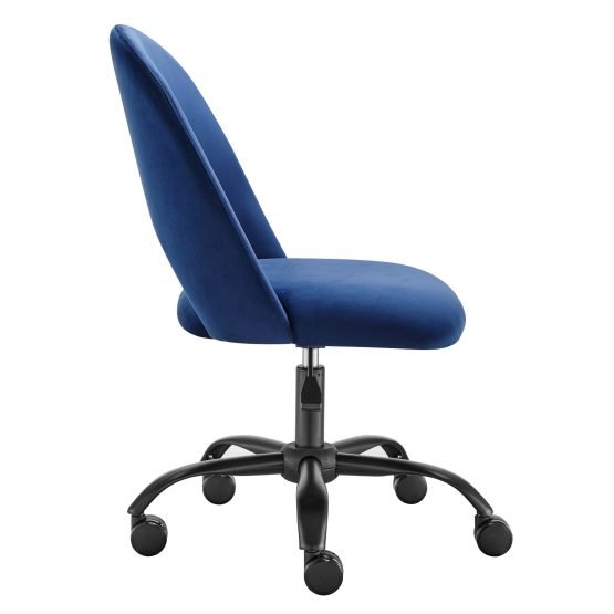 Alby Office Chair in Blue Velvet with Black Base - Image 4