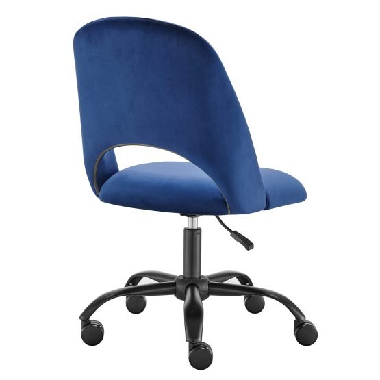 Alby Office Chair in Blue Velvet with Black Base - Image 5