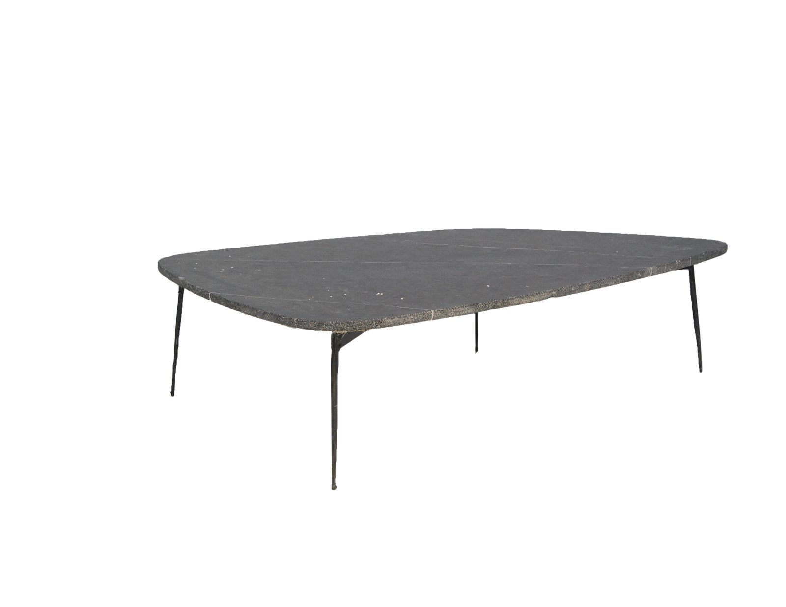 Flint Large Coffee Table Black Spanish Nero Marquina Marble With Distressed Forged Black Iron Legs Metro Element