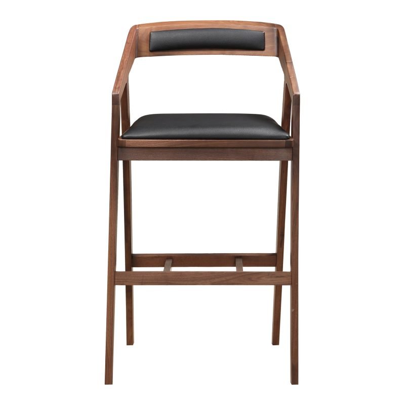 PADMA BAR STOOL BLACK VEGAN LEATHER BROWN