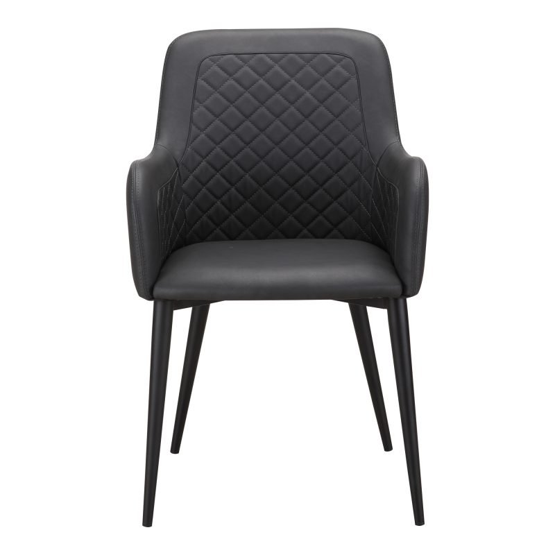 CANTATA DINING CHAIR SLATE VEGAN LEATHER - SET OF TWO BLACK