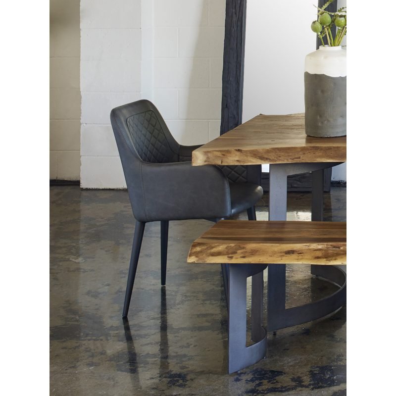 CANTATA DINING CHAIR SLATE VEGAN LEATHER - SET OF TWO BLACK - Image 4