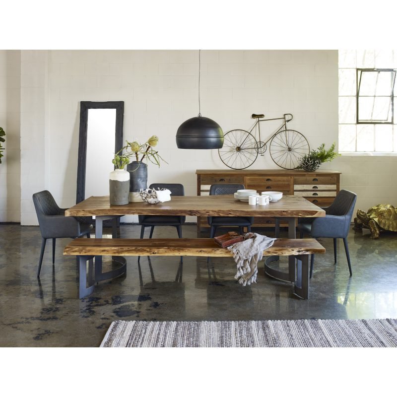 CANTATA DINING CHAIR SLATE VEGAN LEATHER - SET OF TWO BLACK - Image 5