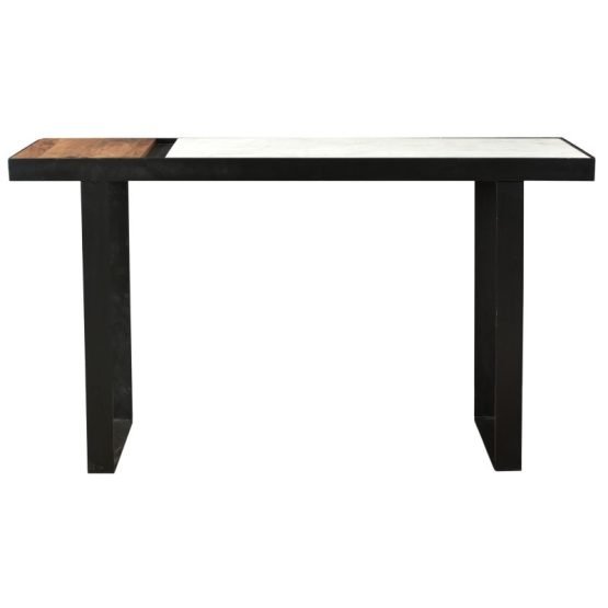 BLOX CONSOLE TABLE WHITE MARBLE AND WARM BROWN MULTI