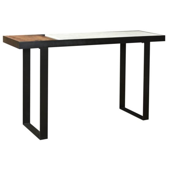 BLOX CONSOLE TABLE WHITE MARBLE AND WARM BROWN MULTI - Image 3