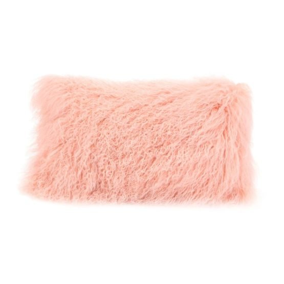 LAMB FUR PILLOW PINK
