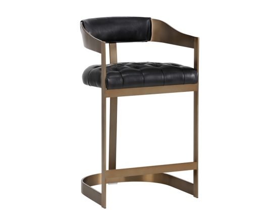Beaumont Counter Stool - Antique Brass Cantina Black