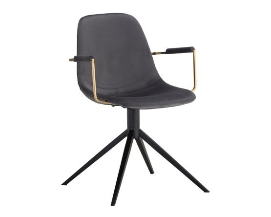 Cassius Swivel Dining Armchair Slate Tint / Nightfall Black