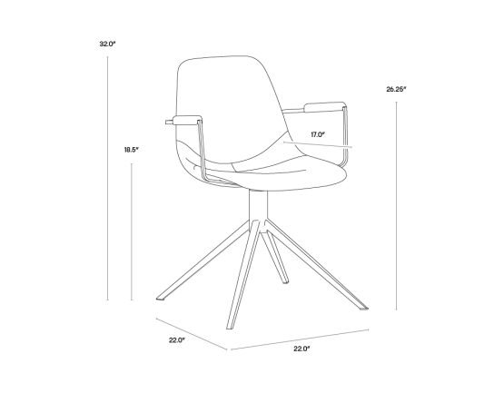 Cassius Swivel Dining Armchair Slate Tint / Nightfall Black - Image 6