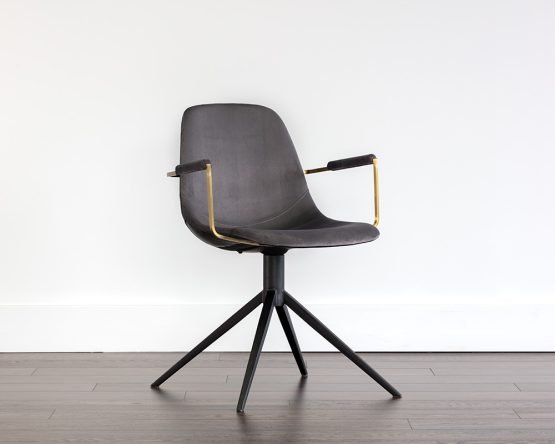 Cassius Swivel Dining Armchair Slate Tint / Nightfall Black - Image 9